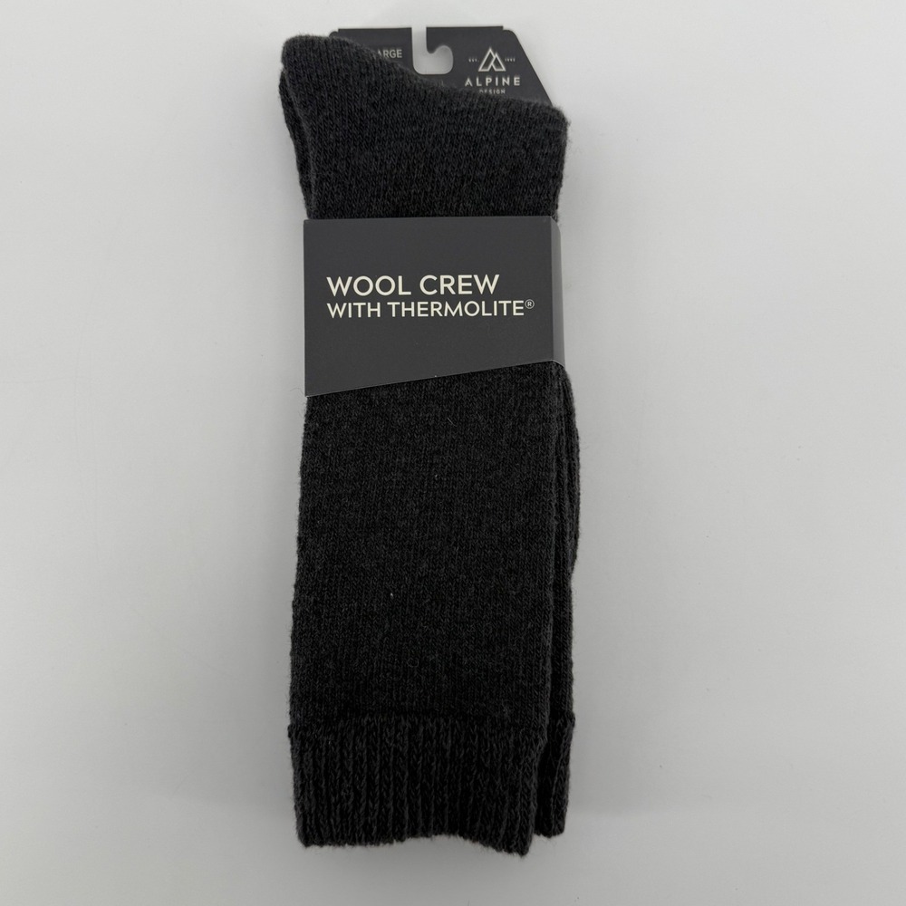 Alpine‎ Design Wool Crew Socks Grey Thermolite Merino Wool Blend Medium 8-10